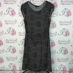 Azure dress drape style Chic Black and White Geometric Mini Dress